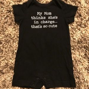 Black romper with funny saying - size 6-9mo